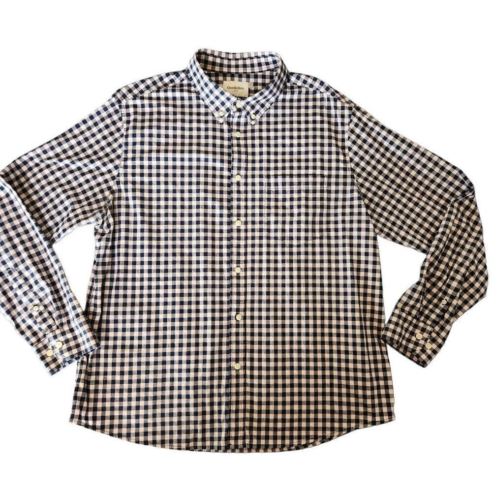 Goodfellow & Co men's XL standard pink blue plaid button-up casual dressy shirt